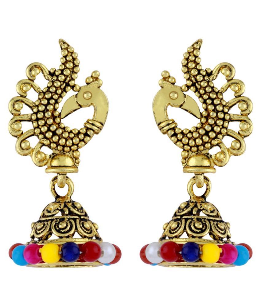     			SILVER SHINE  Attractive Multi color Peacock Jhumki Earrings