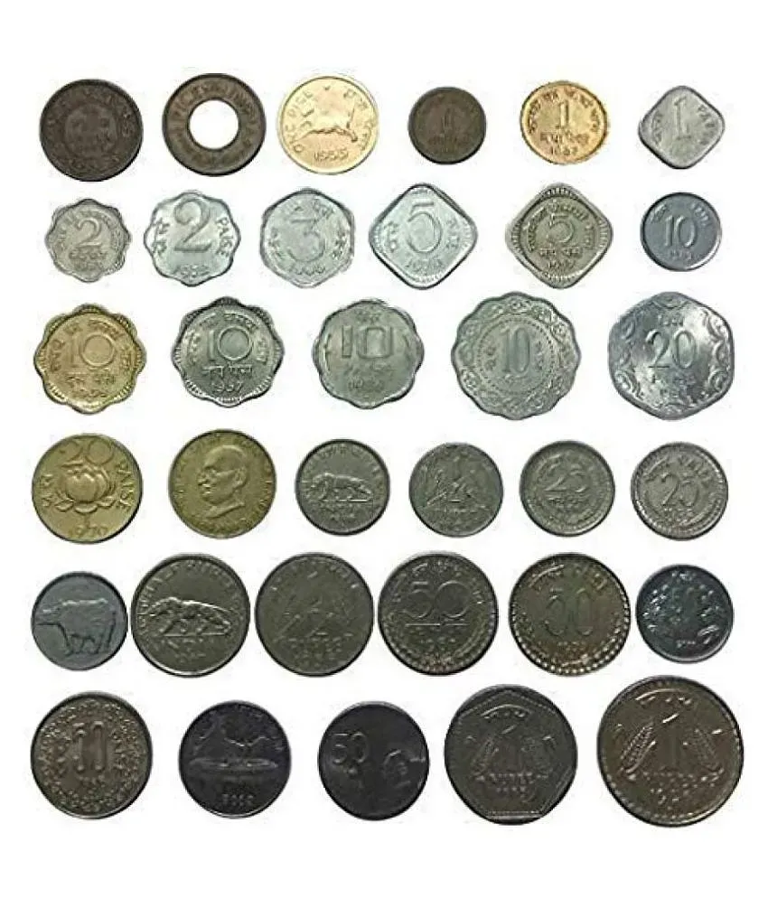 Buy 34 Different Indian Coins 1 2 3 5 10 20 25 50 Paise Set