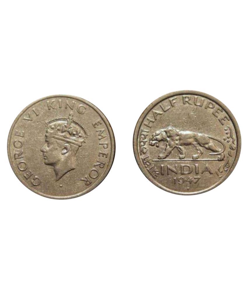     			PE - HALF RUPEE 1947 RARE COIN OF INDIA - ONE PCS