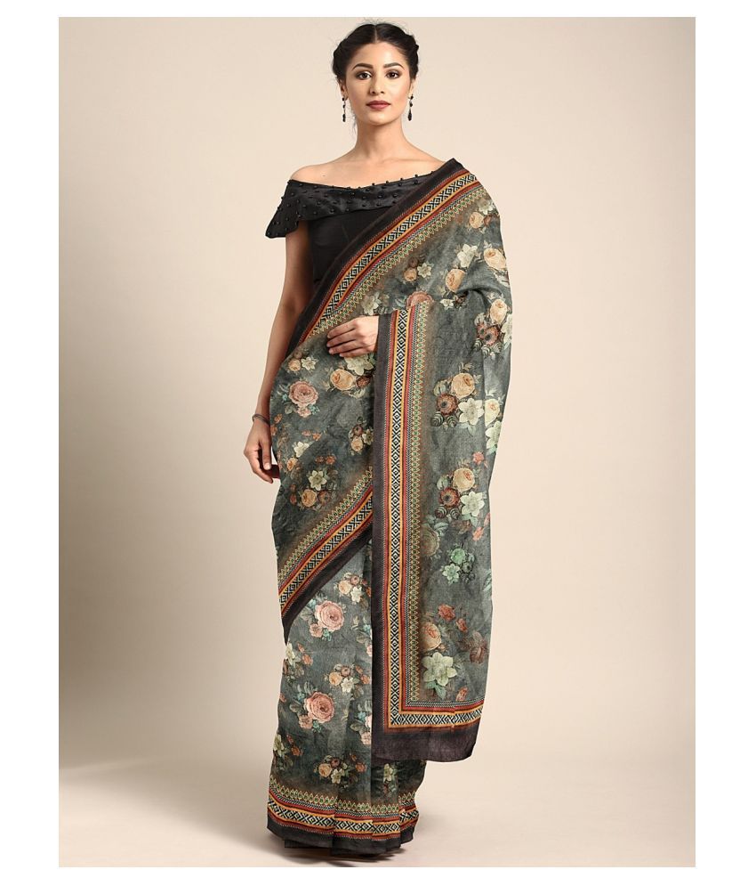     			Aarrah Grey Art Silk Saree