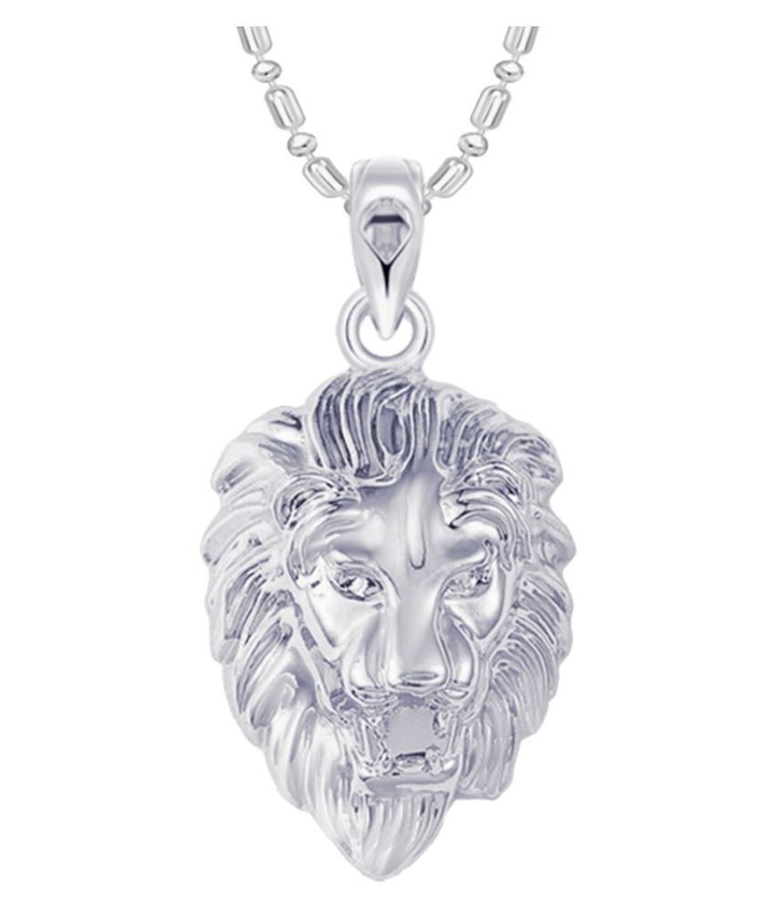     			Vighnaharta Lion Head Rhodium Plated Alloy Pendant for Men and Women-[VFJ1261PR]