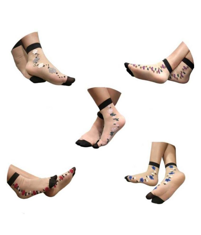    			HF LUMEN - Beige Nylon Women's Ankle Length Socks ( Pack of 5 )
