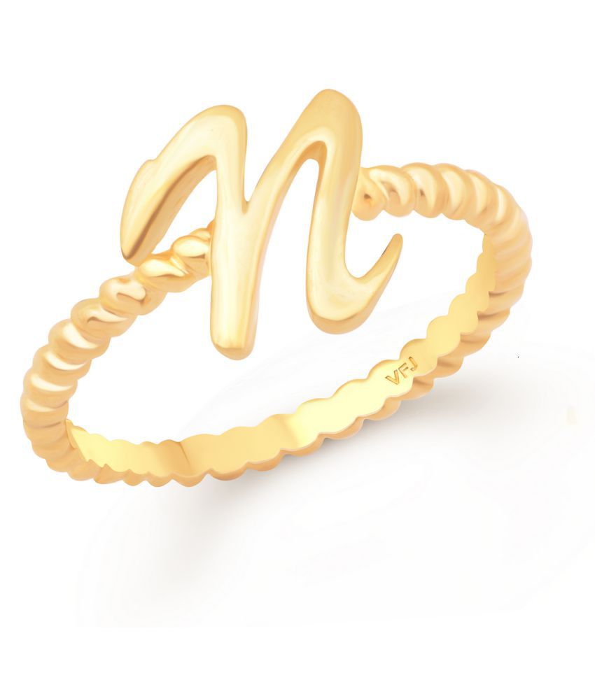     			Vighnaharta Spiral Ring Shank N Letter Gold Plated Alloy Finger Ring for Women and Girls - [VFJ1310FRG15]