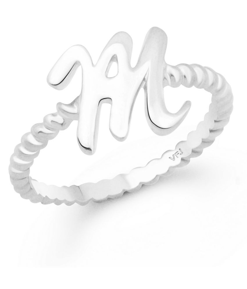     			Vighnaharta Valentine Gift Spiral Ring Shank M Alphabet Rhodium Plated Alloy Finger Ring for Women and Girls - [VFJ1309FRR8]