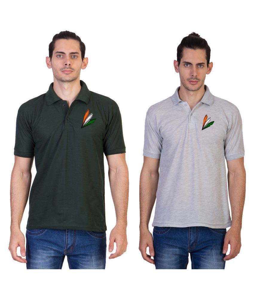 HVN Cotton Nylon Multi Printed Polo T Shirt Pack of 2