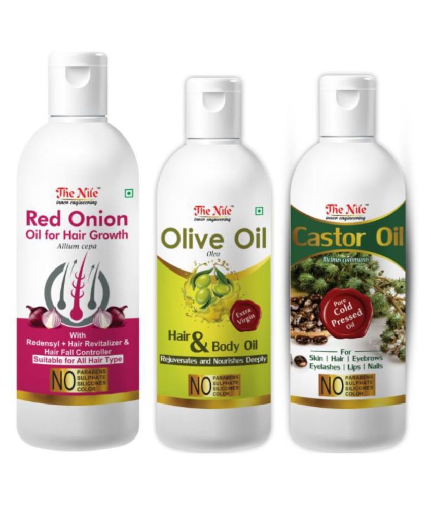     			The Nile Red Onion 200 Ml + Olive Oil 100 ML + Castor Oil 100 Ml 400 mL Pack of 3