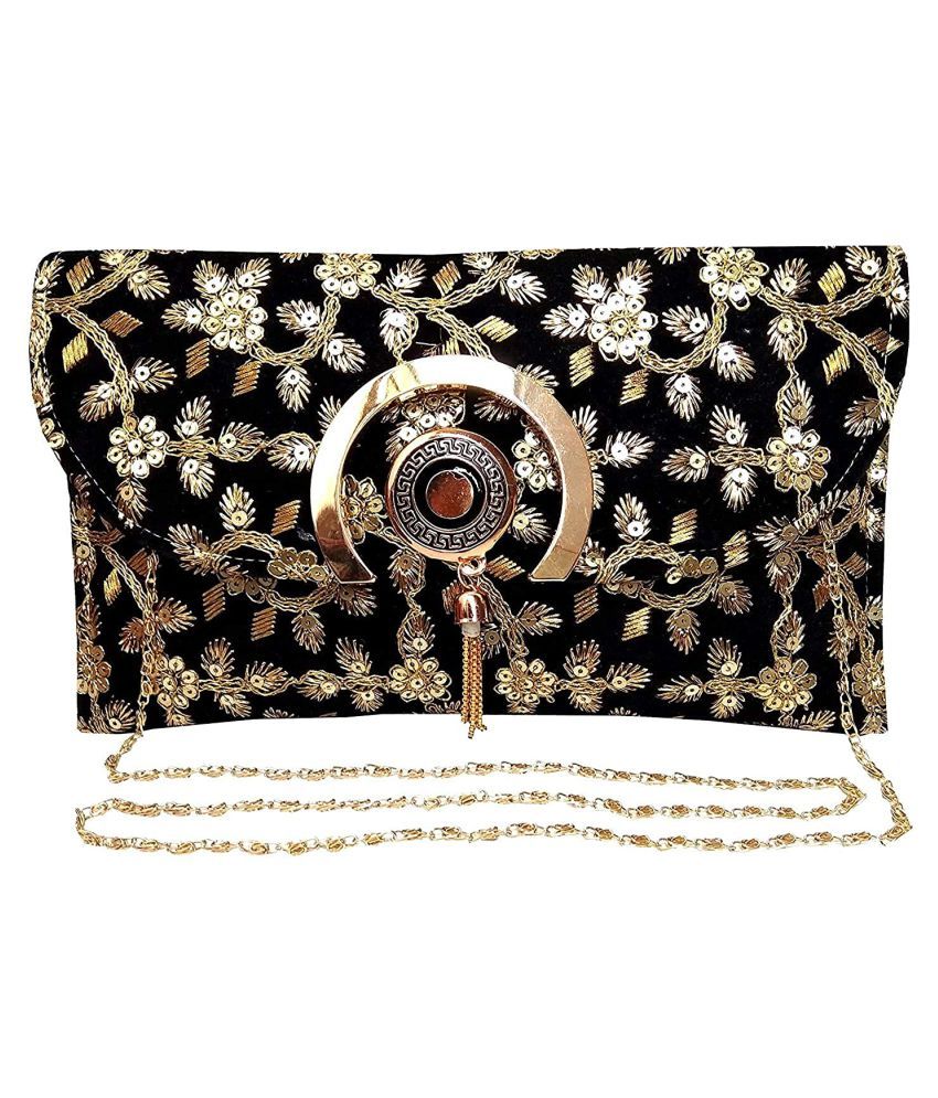     			Apratim Black Velvet Box Clutch