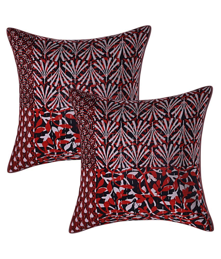     			INDHOME LIFE Set of 2 Cotton Cushion Covers 40X40 cm (16X16)