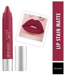 Swiss Beauty Lip Stain Matte Lipstick Lipstick (Bold Wine), 3gm