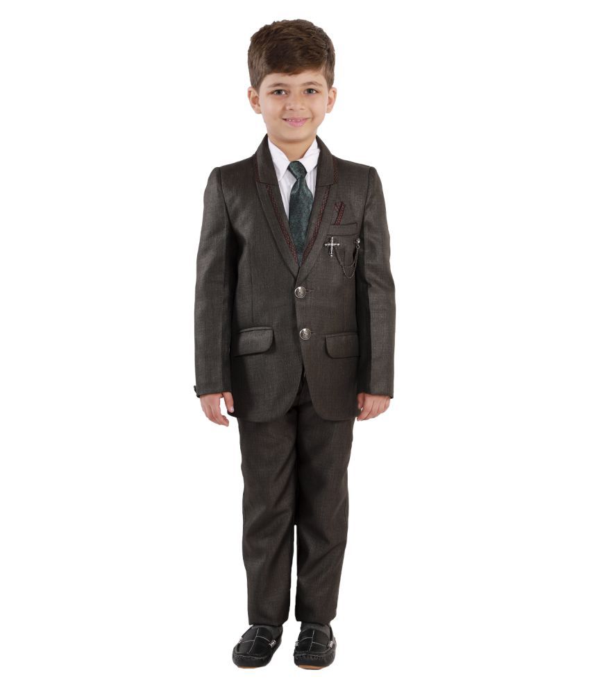     			Fourfolds 4 Piece Coat Suit with Shirt Pant Blazer & Tie for Kids & Boys_SH162