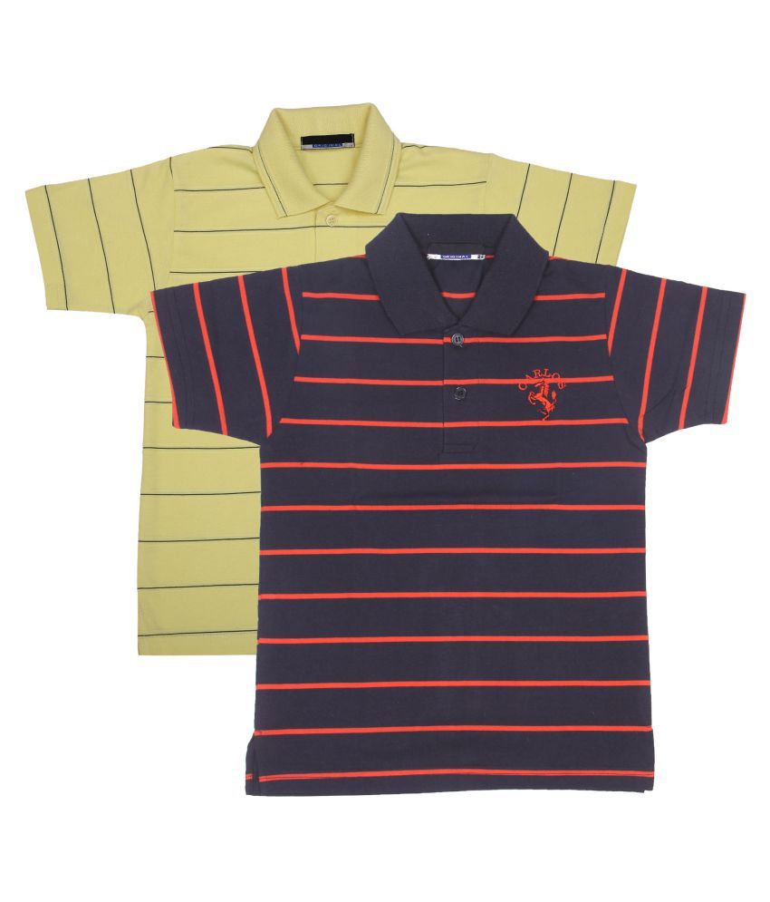     			NEUVIN Pack of 2 Boys Cotton Blend Polo T-Shirt ( Multi Color )