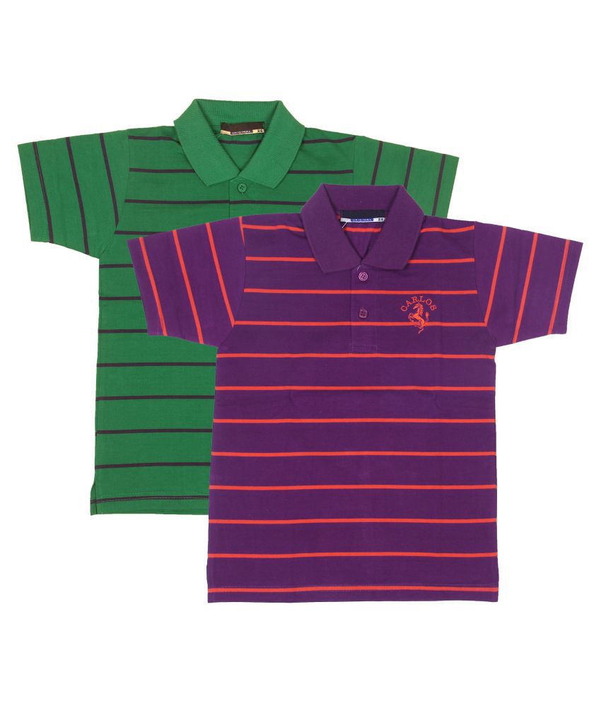 NEUVIN - Multicolor Cotton Blend Boy's Polo T-Shirt ( Pack of 2 )