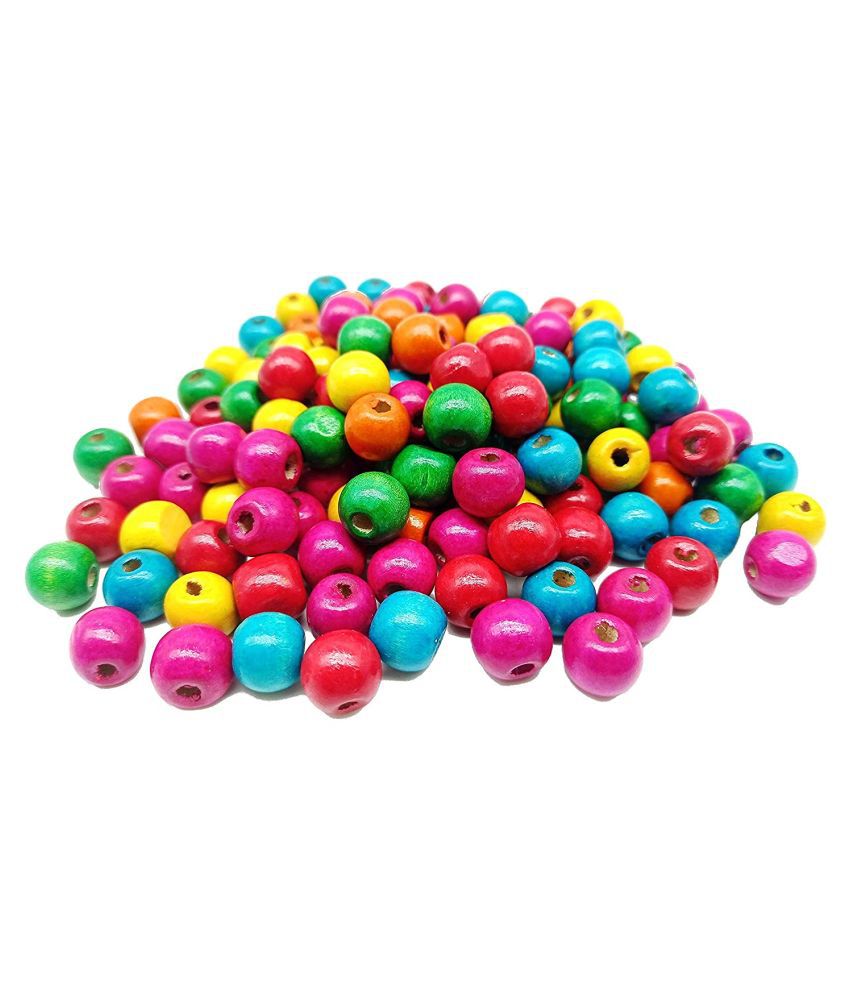     			PRANSUNITA Multicolor Wooden Beads Used for Jewellery Making, Scrap Booking, Art & Craft, Decorations, Pack of 90 Pieces