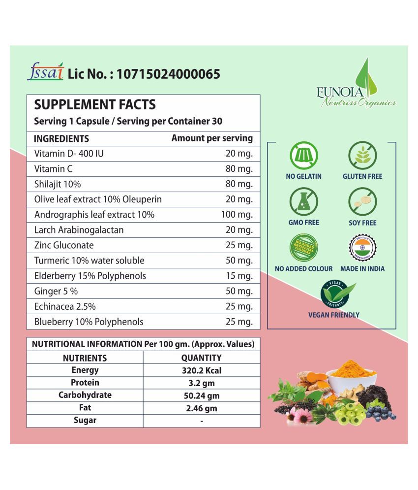 Eunoia Neutriss Organics IMMUNITY SUPPLEMENT with Antioxidant Capsule