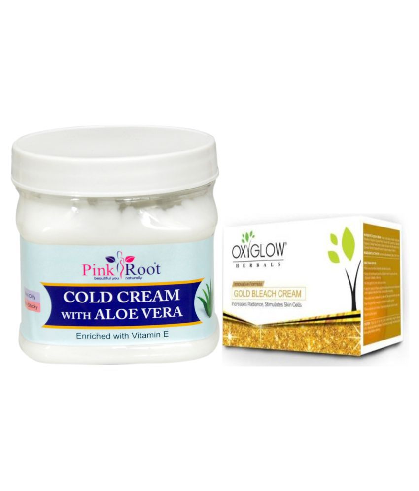 Pink Root Cold Cream With Aloe Vera 500gm With Oxyglow Gold Bleach Day