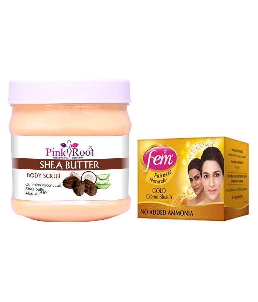 Pink Root Shea Butter Body Scrub Gm With Fem Gold Bleach Day Cream