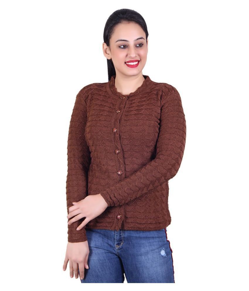     			Ogarti Acrylic Brown Buttoned Cardigans