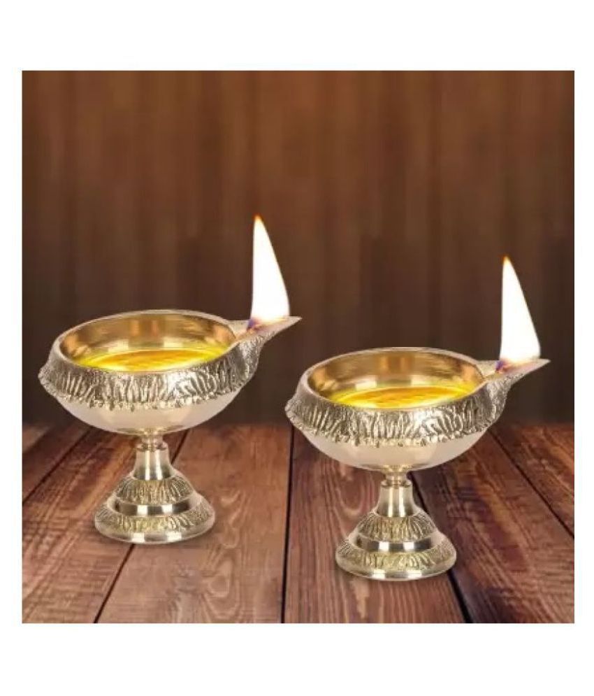     			The New Look Diwali Kuber Deepak On Stand (Diya Oil Lamp) For Puja Home Dcor Brass (Pack of 2) Table Diya Set