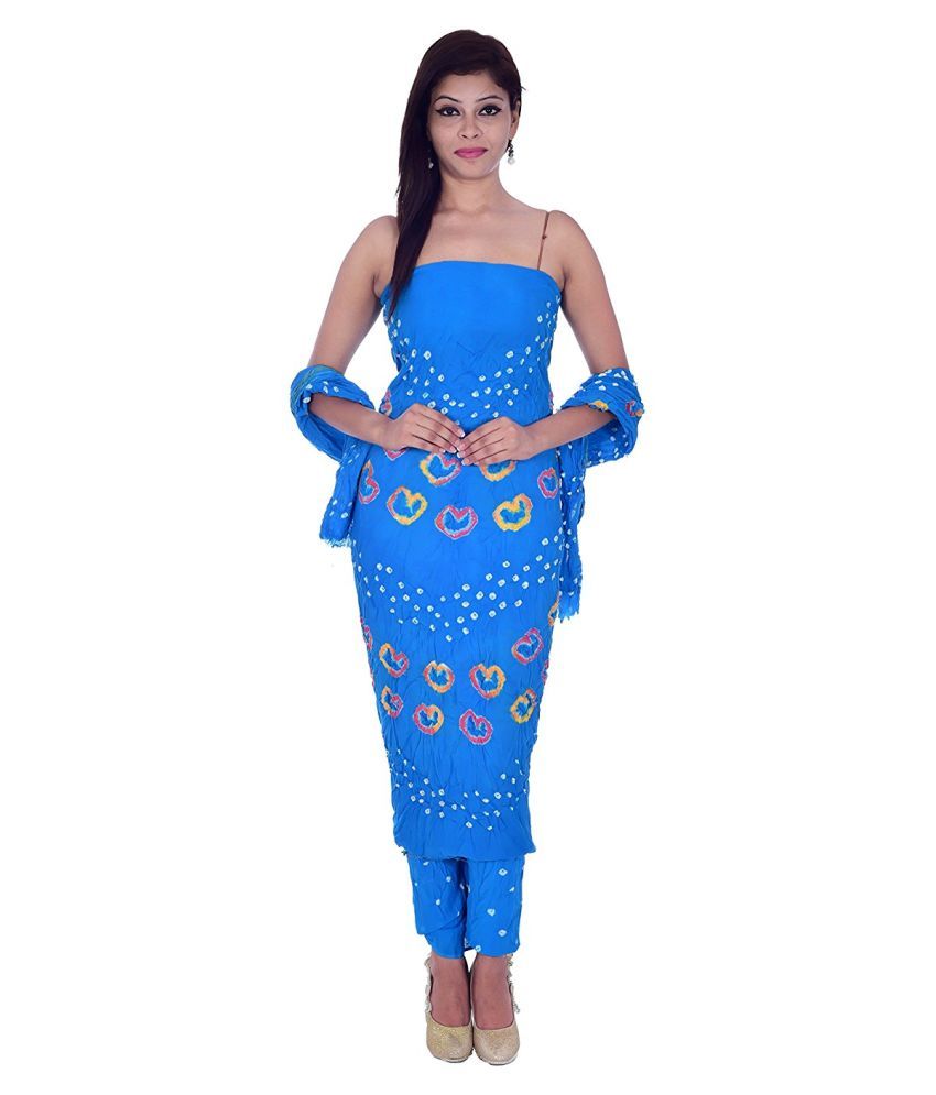     			Raj Blue Cotton Unstitched Dress Material