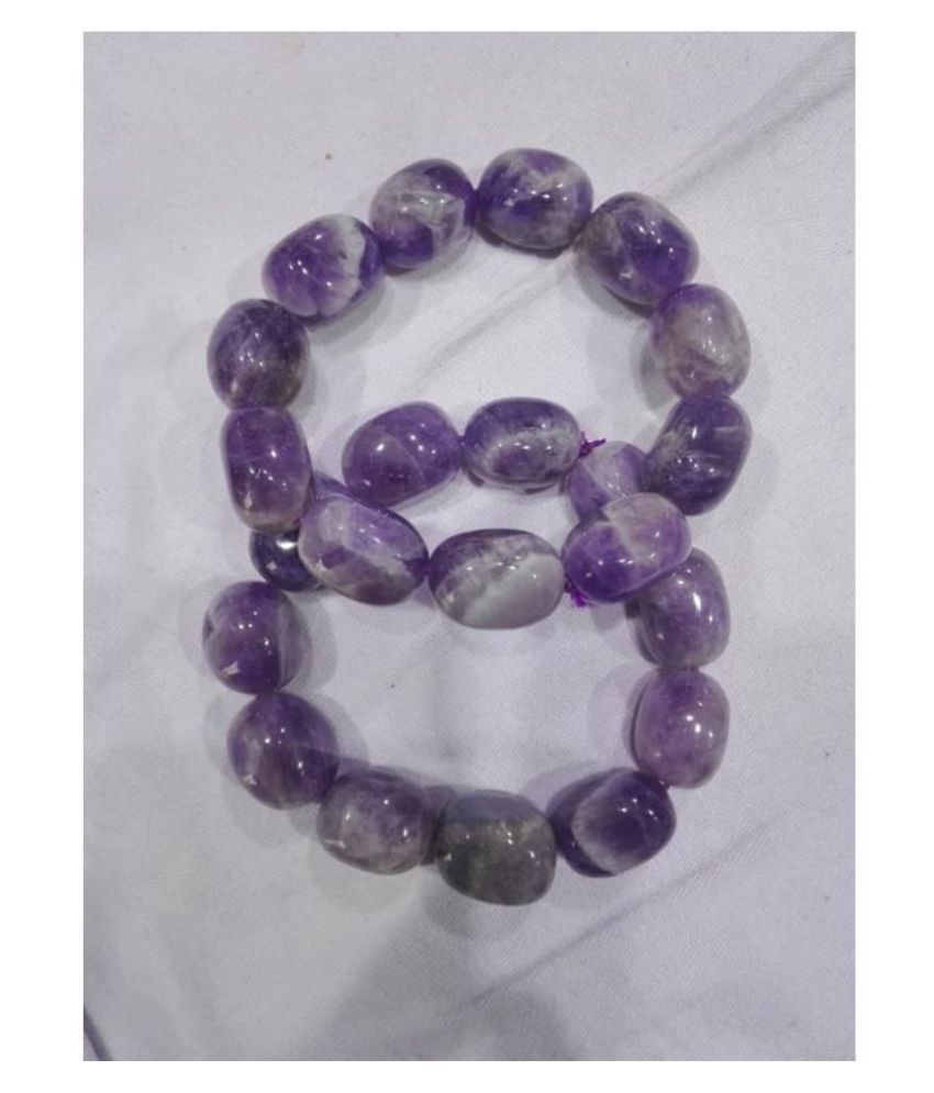     			12mm Purple Amethyst Natural Agate Tumble Stone Bracelet