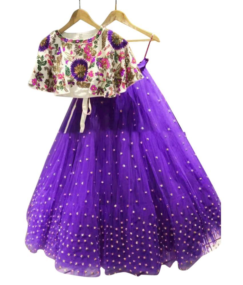 ADBHUTAM Purple Net Chaniya Choli Semi Stitched Lehenga - Buy ADBHUTAM ...