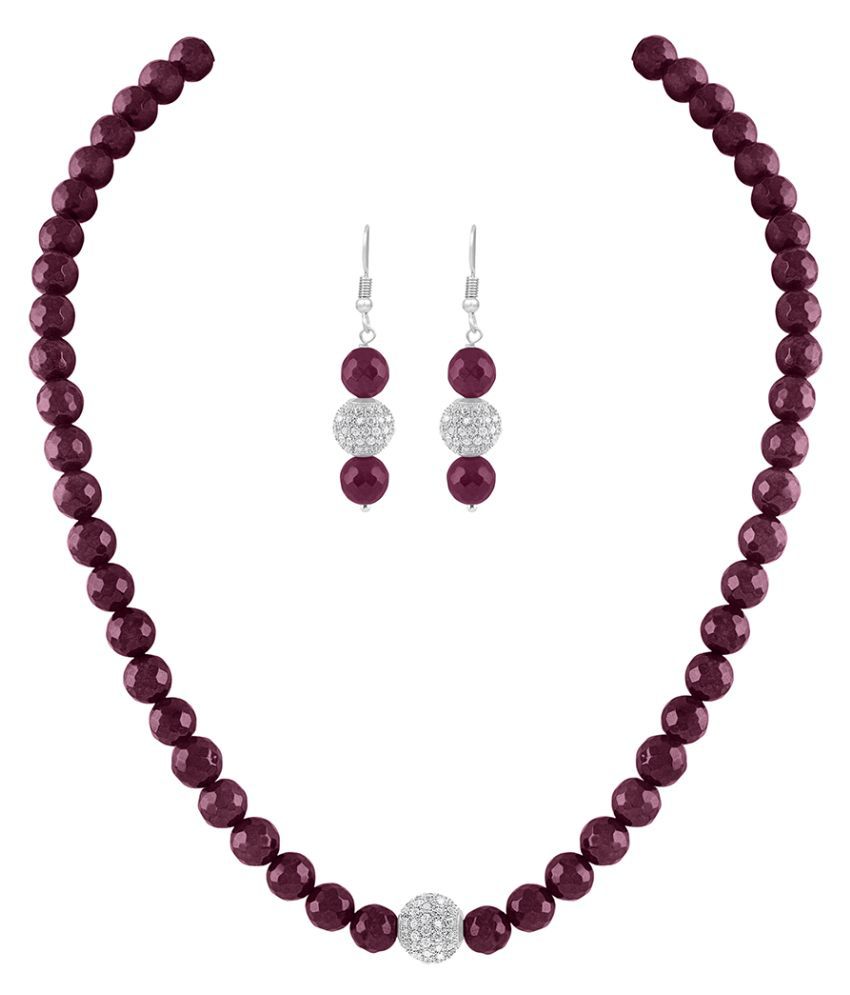     			JFL - Jewellery For Less Plastic Maroon Princess Contemporary/Fashion Necklaces Set