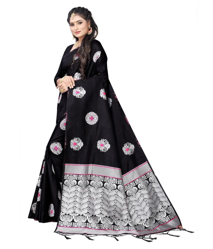 Sakshi Enterprises Black Banarasi Silk Saree - Buy Sakshi Enterprises ...