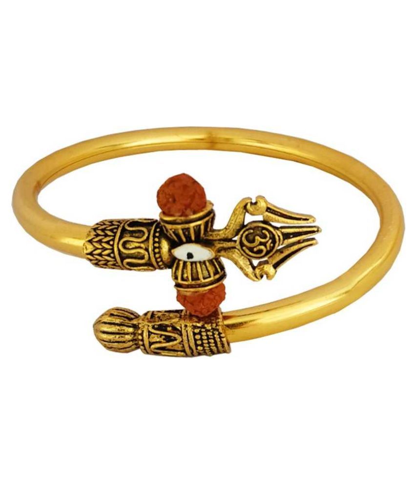     			Shri Astha Vinayak Brass, Wood Gold-plated Trishul Damru Rudraksha Kada