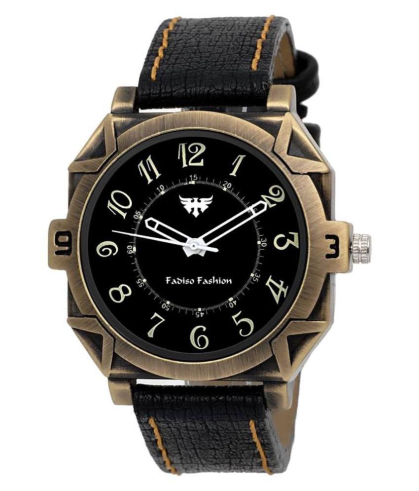 Fadiso Fashion FF-30980-Black Leather Analog Men's Watch