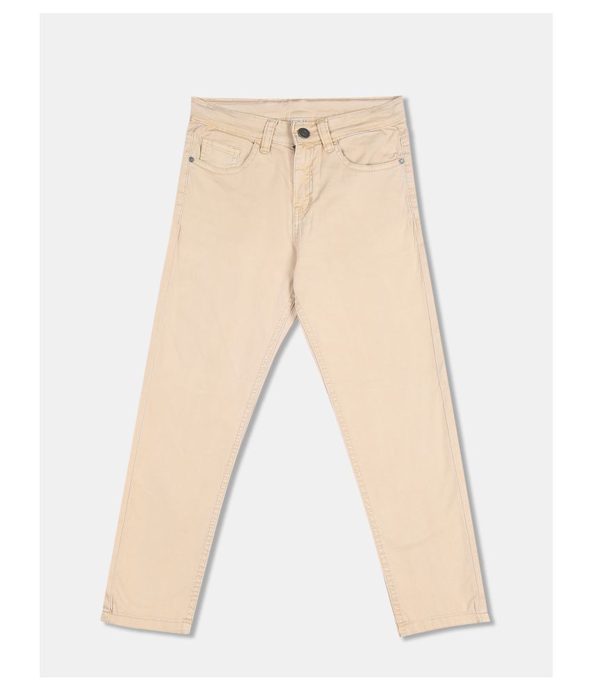 Boys Beige Mid Rise Rinsed Jeans
