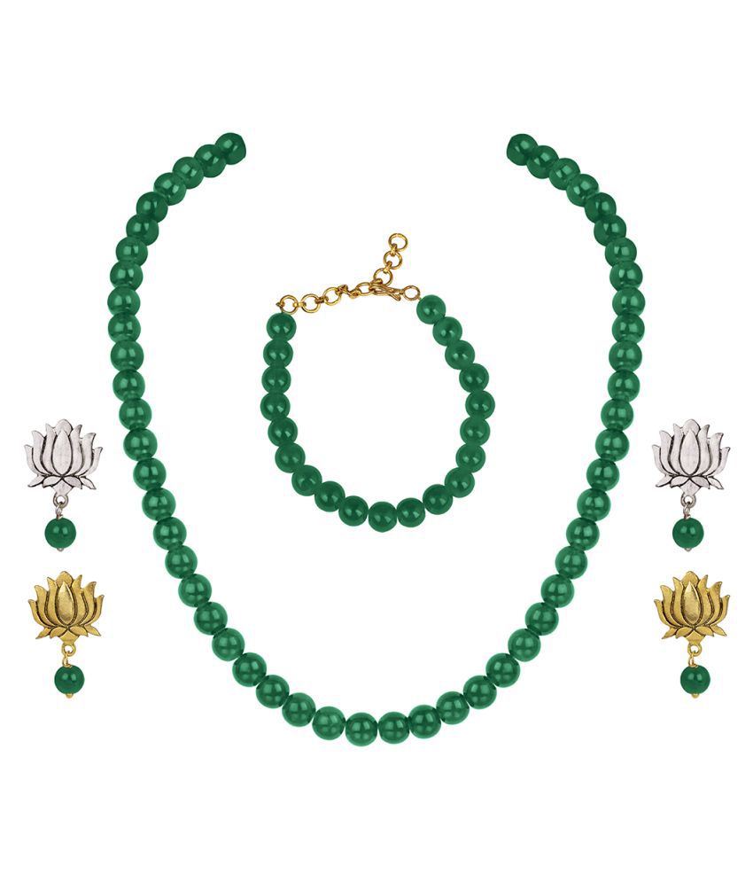     			JFL - Jewellery For Less Green Contemporary/Fashion Necklace set Combo Princess