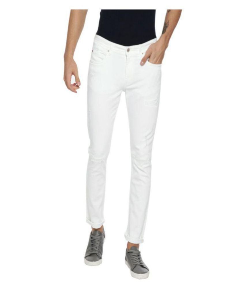     			Calcium - White Cotton Blend Skinny Fit Men's Jeans ( Pack of 1 )