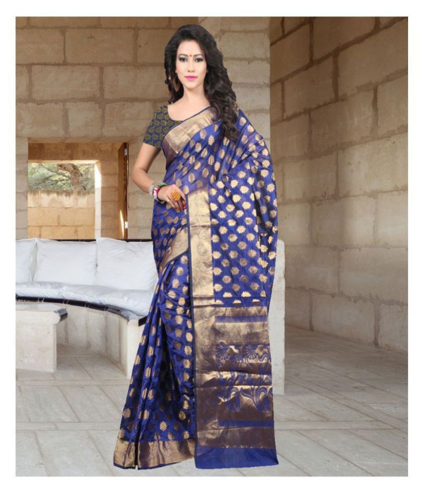     			Gazal Fashions - Blue Silk Saree With Blouse Piece (Pack of 1)