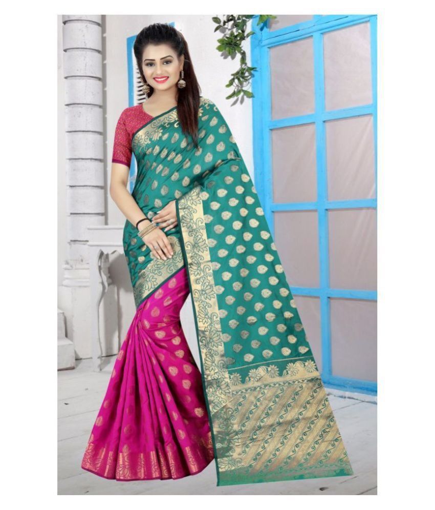     			Gazal Fashions - Multicolor Banarasi Silk Saree With Blouse Piece (Pack of 1)