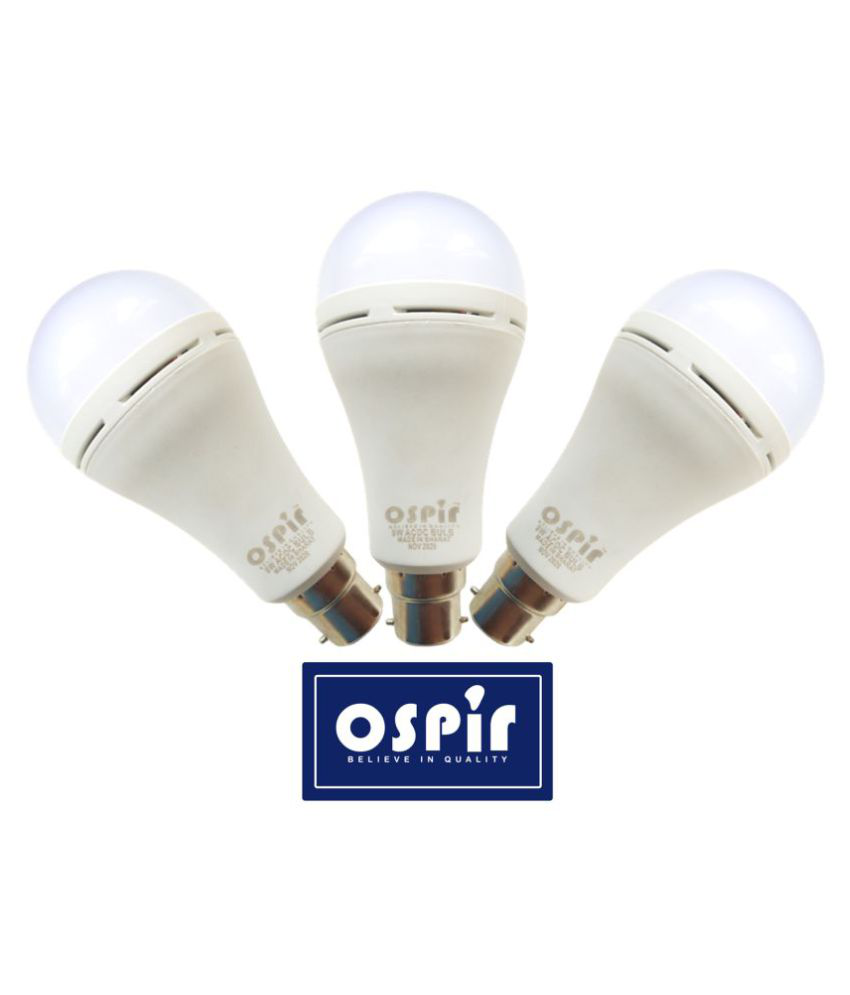 OSPIR 9w ACDC Rechargeable LED Bulb (Pack of 3) 9W Emergency Light OSPIR-112020 White - Pack of 3