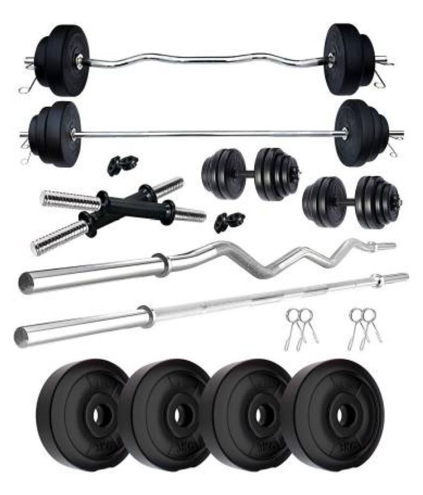 RIO PORT 12 kg Combo Home Gym Kit with Gym Rods + 2 x 14” Dumbbell Rods ...