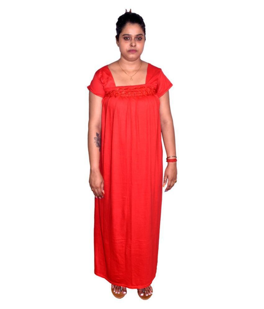     			PIYALI'S CREATION WOMEN'S Cotton Nighty & Night Gowns - Red