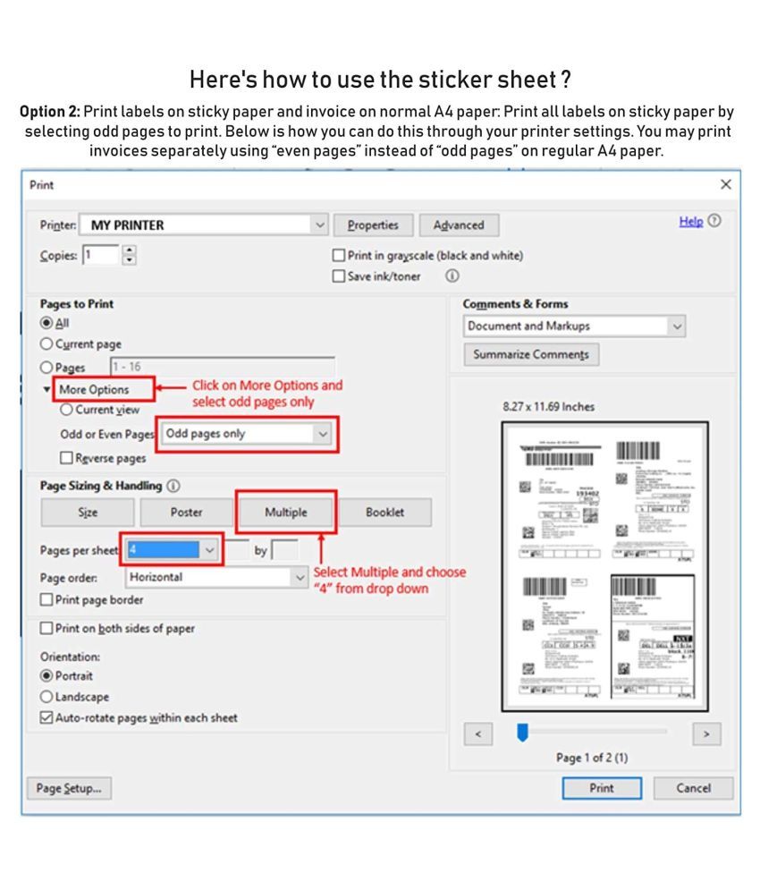 Shikhar Retails Easyship Sticky Labels (A4 Size Sheet with 4 Pre-Cut ...