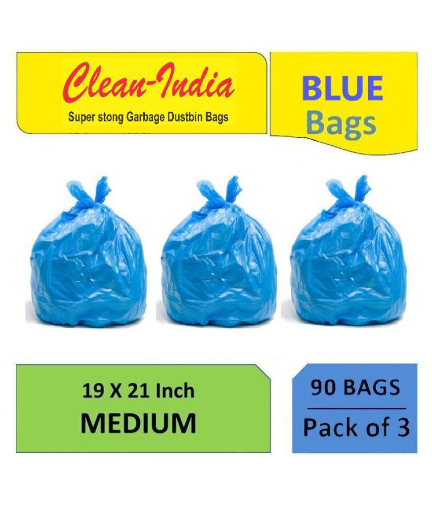     			Clean India C-I - 3 Packs Medium Disposable Garbage Bags for Wet Waste, Blue Color (90 pcs)