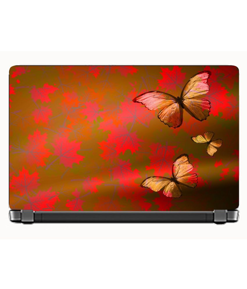     			Laptop Skin red butterfly Premium matte finish vinyl HD printed Easy to Install Laptop Skin/Sticker/Vinyl/Cover for all size laptops upto 15.6 inch