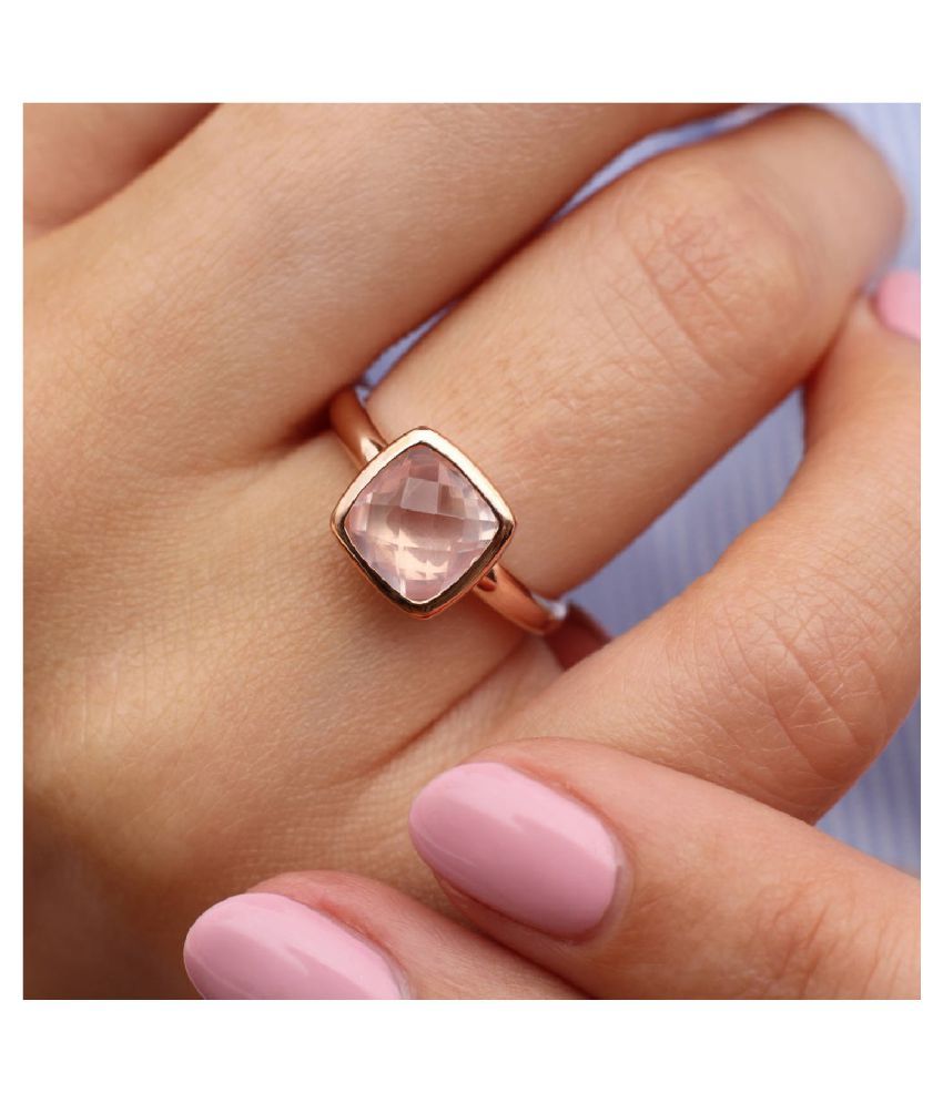 6 Ratti Rose Quartz Ring With Natural Gold Plated Rose Quartz Stone By Kundli Gems Buy 6 Ratti Rose Quartz Ring With Natural Gold Plated Rose Quartz Stone By Kundli Gems Online
