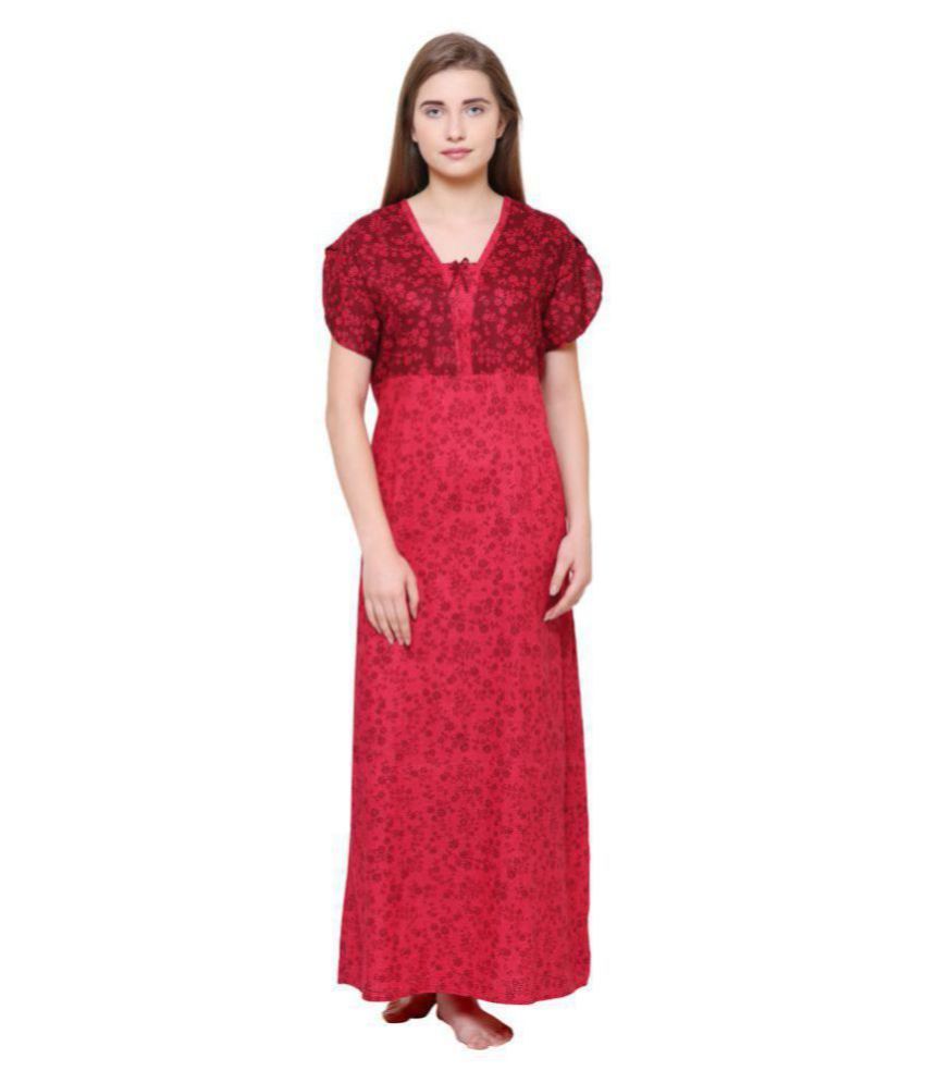 Buy Klamotten Cotton Nighty & Night Gowns Red Online at Best Prices