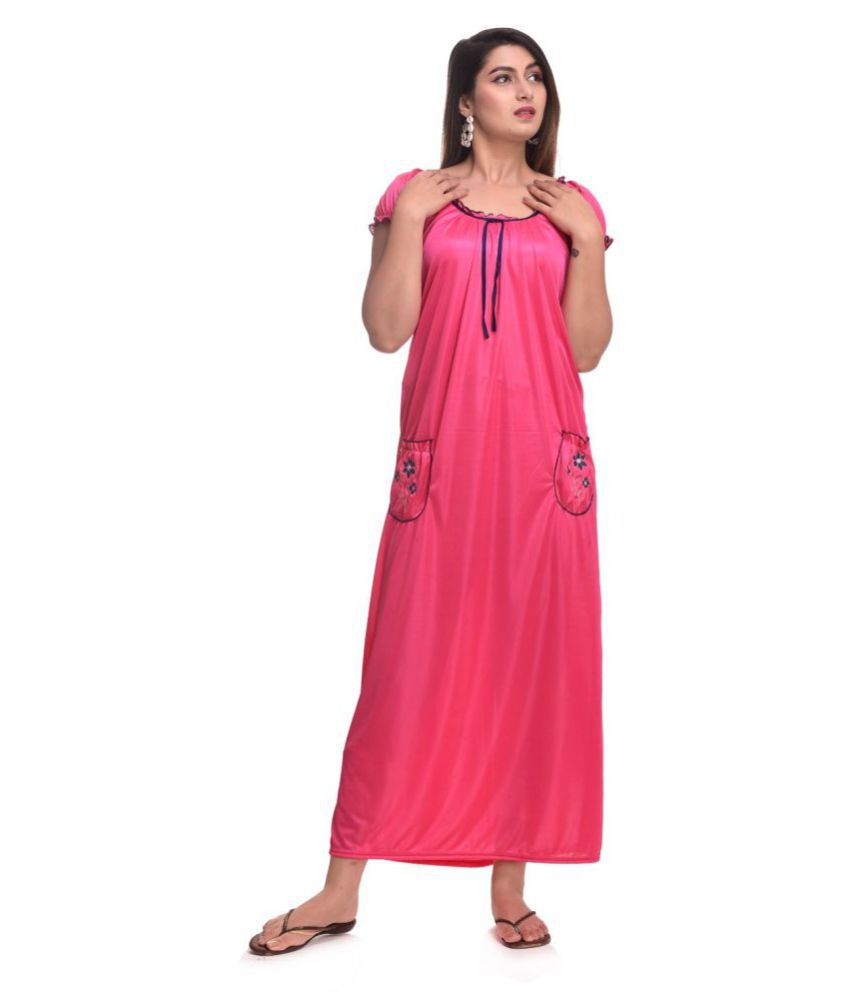     			Raj Satin Nighty & Night Gowns - Pink