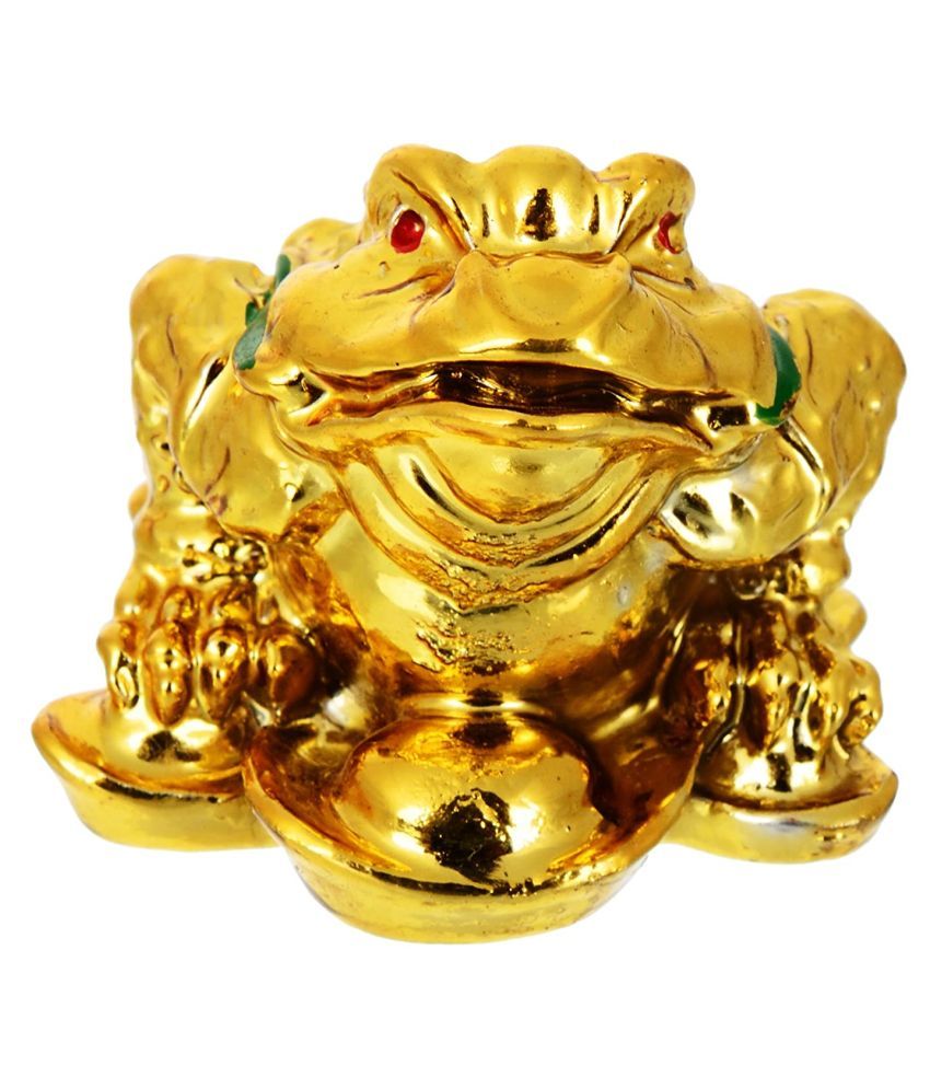     			KESAR ZEMS Golden Vastu FengShui A BIG Frog Figurine For Prosperity (10 cm x 11 cm x 9 cm, Golden)