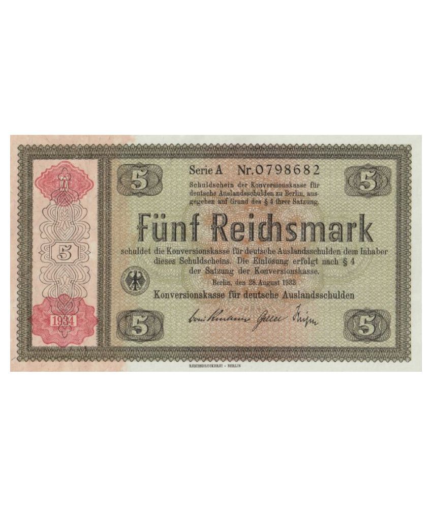     			5   Funf   Reichsmark  1934   Germany    Pack   of   1   Extremely   Rare   Product