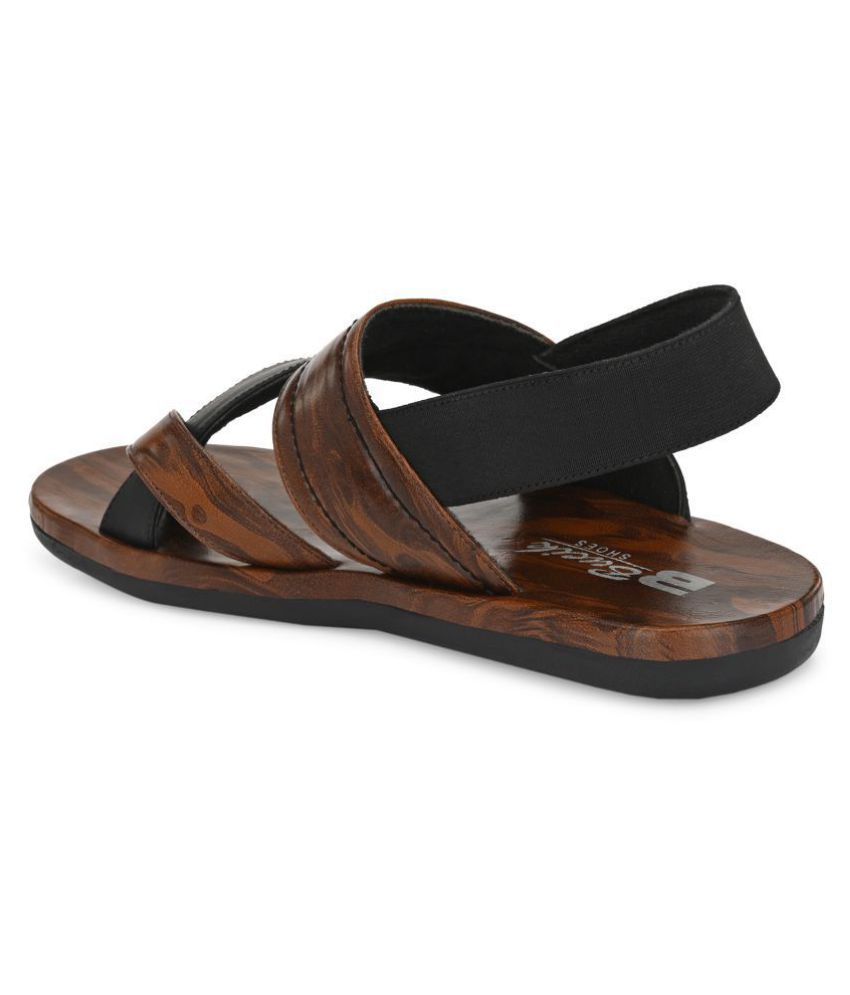 bucik men brown synthetic slip on leather sandals
