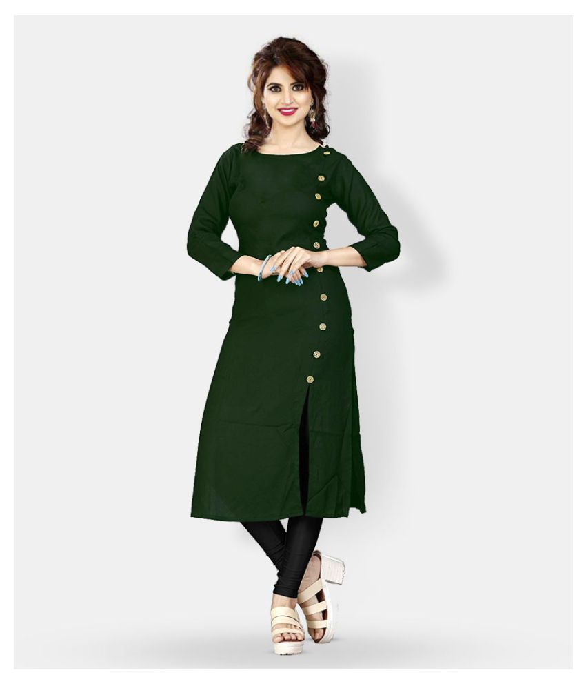     			HF Holyday Fashion Green Rayon Straight Kurti