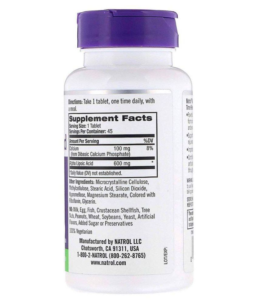 Natrol Alpha Lipoic Acid, Time Release, 600 mg 45 no.s Multivitamins