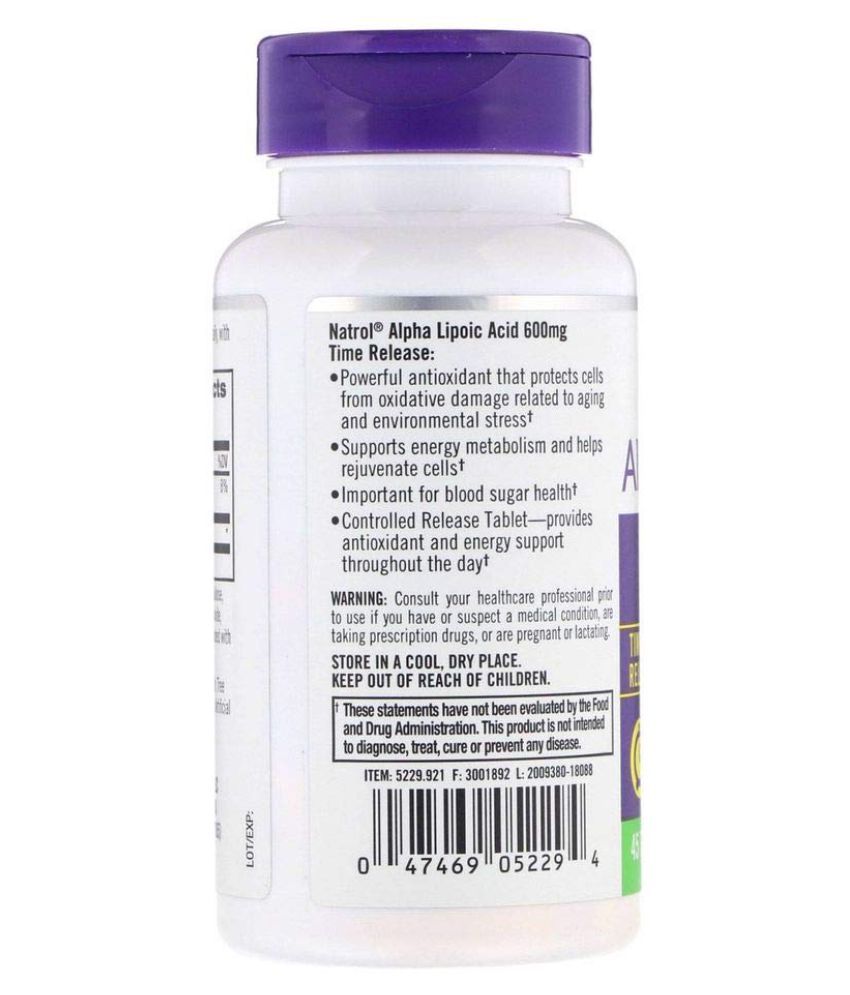 Natrol Alpha Lipoic Acid, Time Release, 600 mg 45 no.s Multivitamins