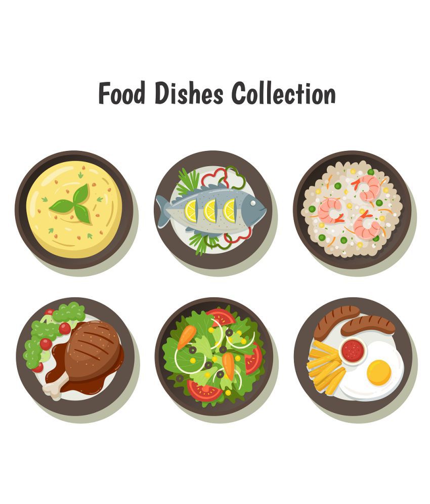     			Wallzone Food Dishes Sticker ( 60 x 50 cms )